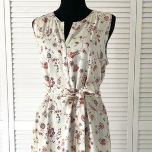 Faherty 100% Silk Sleeveless Midi Dress Floral Woman's Medium